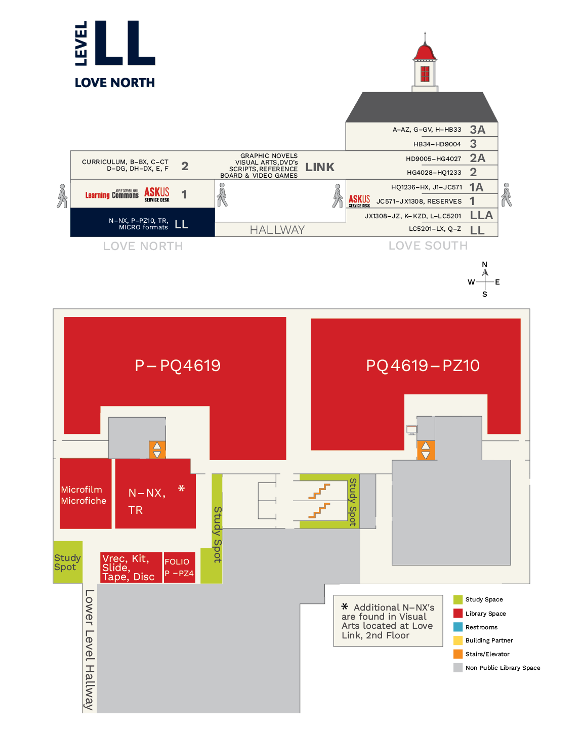 Image of sideview and floor map of Love North Lower Level