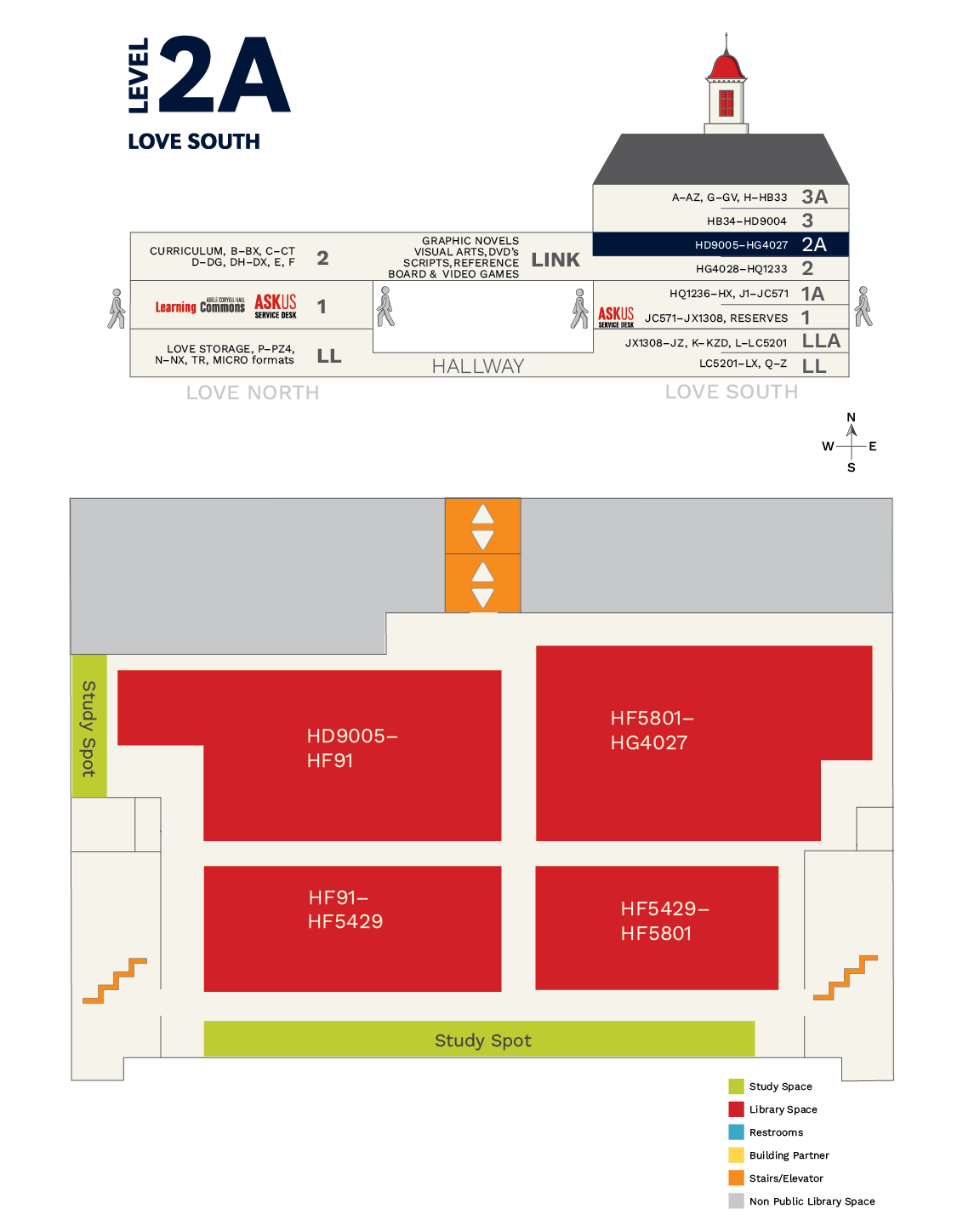 Image of sideview and floor map of Love South Level 2A