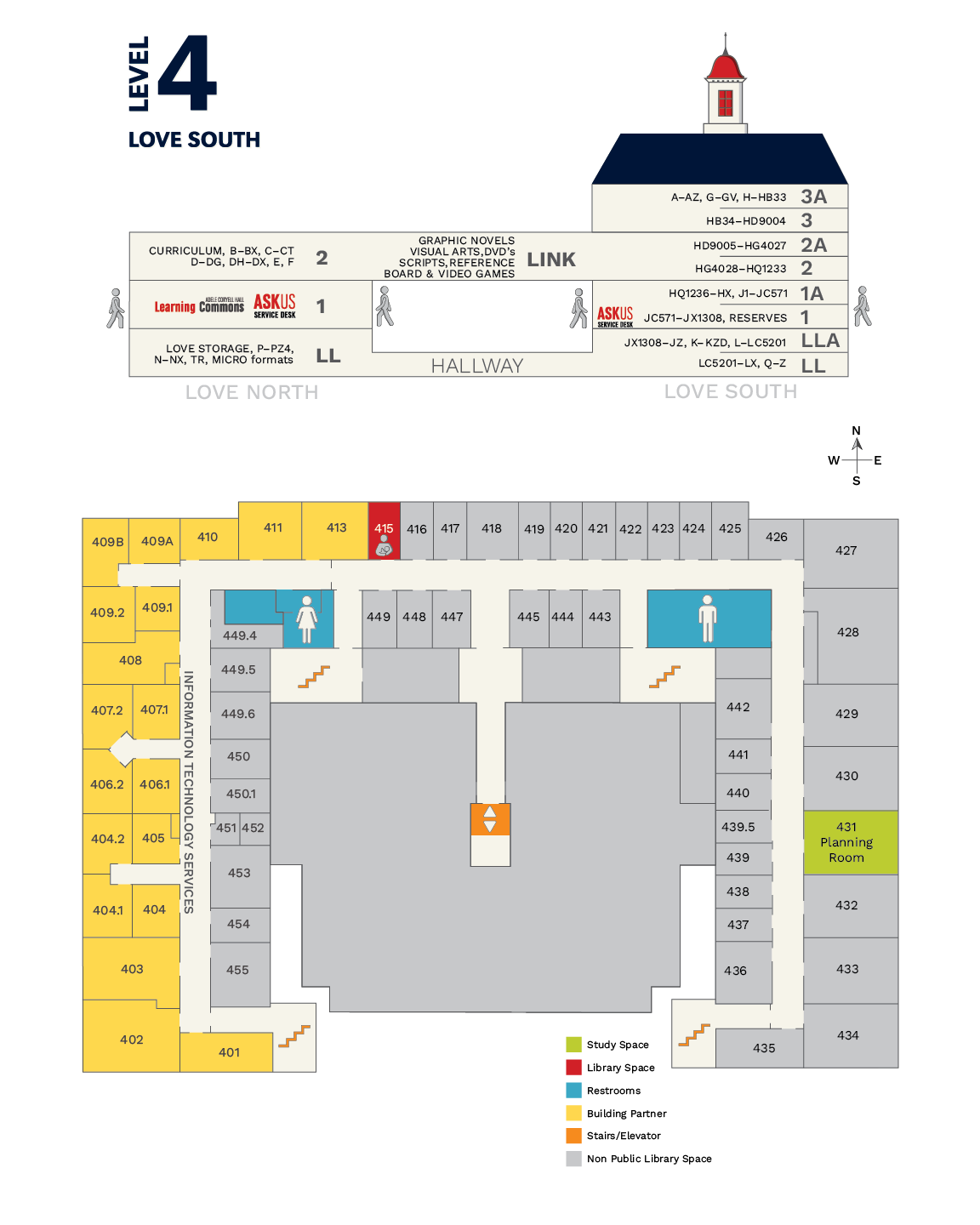 Image of sideview and floor map of Love South 4th Floor