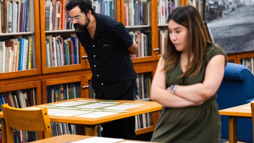 People viewing archives materials