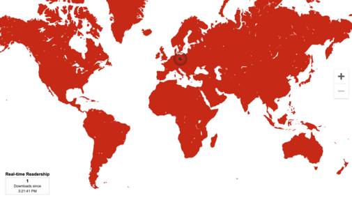Screenshot of digital commons map of downloads