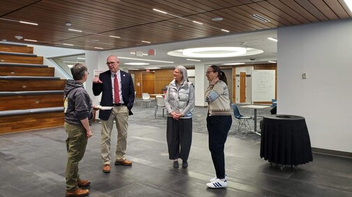 Scout Calvert, Thomas Burkey, Interim Dean of CASNR, Megan Klosterman Kester, and Lisa Karr