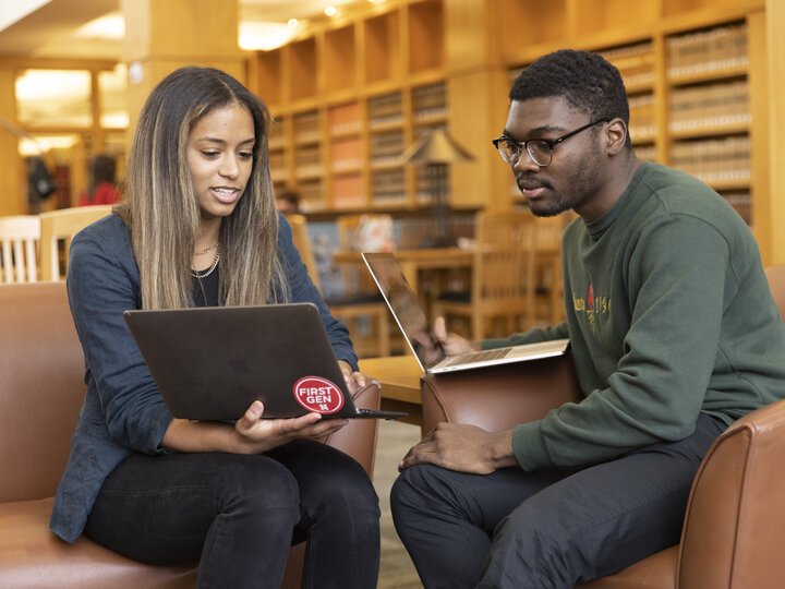 Students working on laptops
