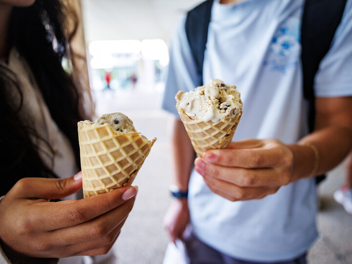 ice cream cones held by students