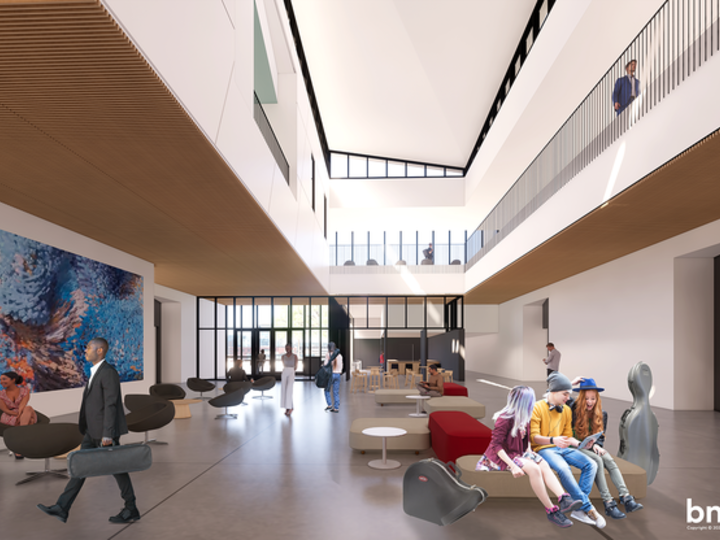 Image rendering of the Westbrook Music Building interior