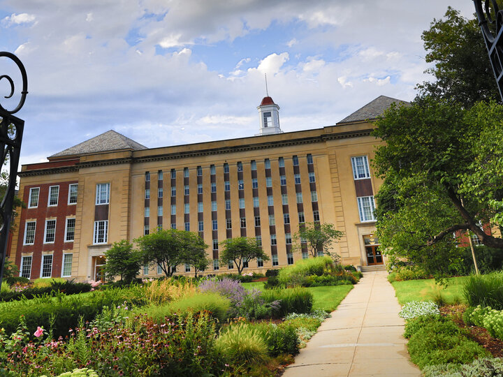 Photo of Love Library south with gates