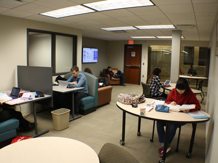 Photo of study spaces at Math Library