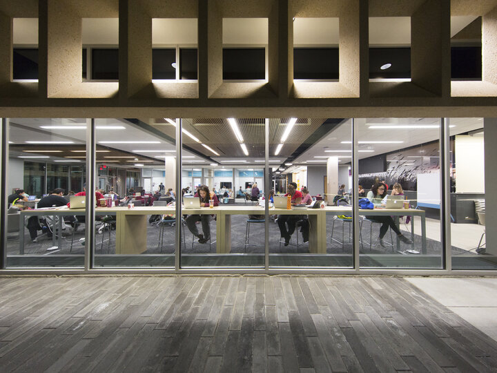 Photo of Adele Hall windows and study areas