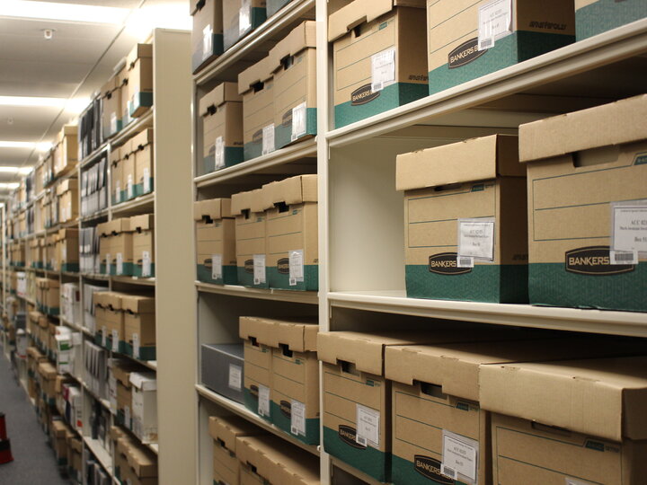 Boxes of archive materials