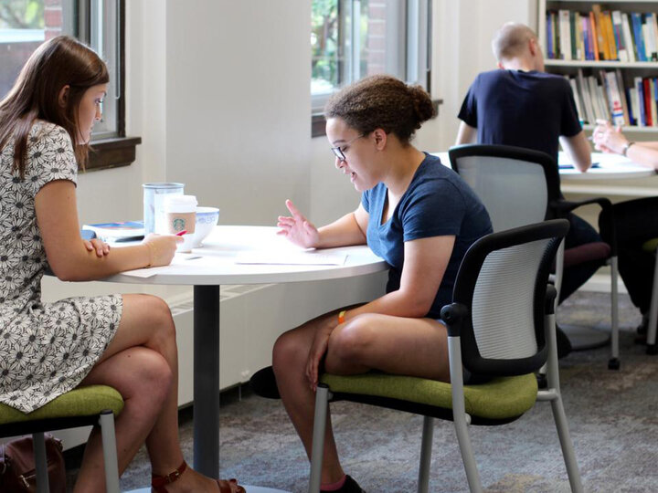 Consultant helping a student