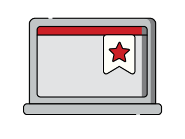 decorative icon of laptop with bookmark