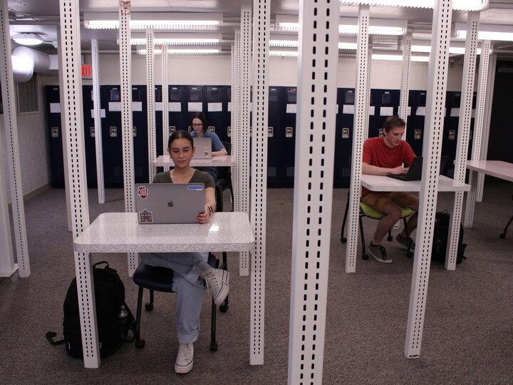 Photo of the stacks seating on Level 1 of Love South