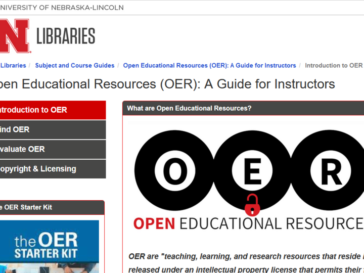 Screenshot of OER Libguide