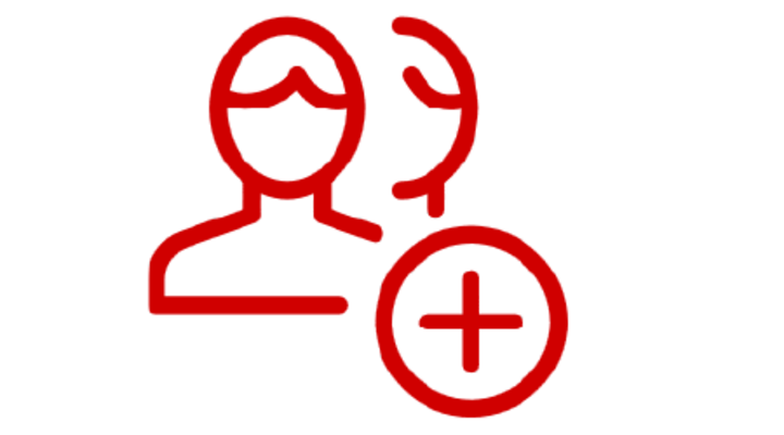 decorative icon of head and shoulder of 2 people