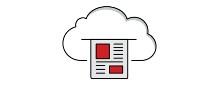 decorative icon of cloud printing document