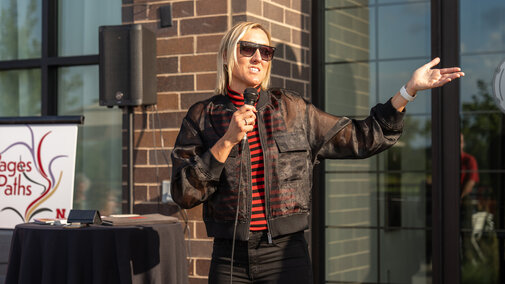 Jordan Larson gives remarks