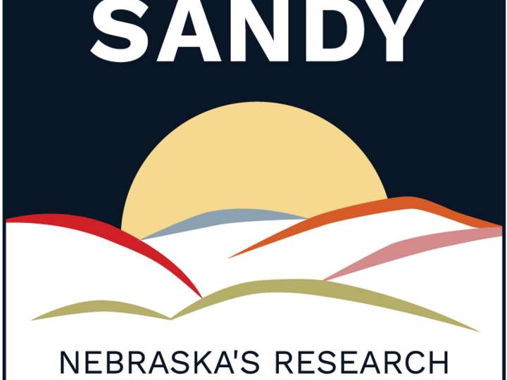 Logo for the SANDY data repository of the sun setting on the hills.